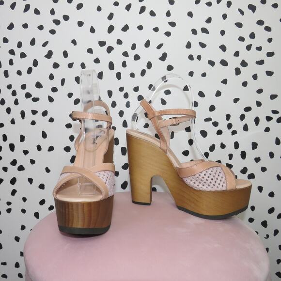 Free People Natural Rendezvous Wooden Platform Wedge Sandals - Picture 2 of 9